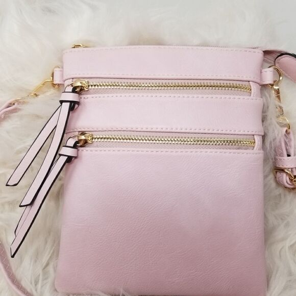 Light pink leather look crossbody bag - Picture 9 of 12